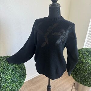 The Import Workshop Black Floral Crew Neck Sweater